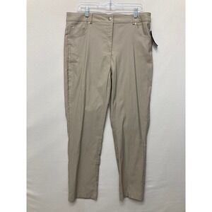 New Ava & Grace Slim Leg Pants size 14 Tan Khaki Stretch Preppy High Rise